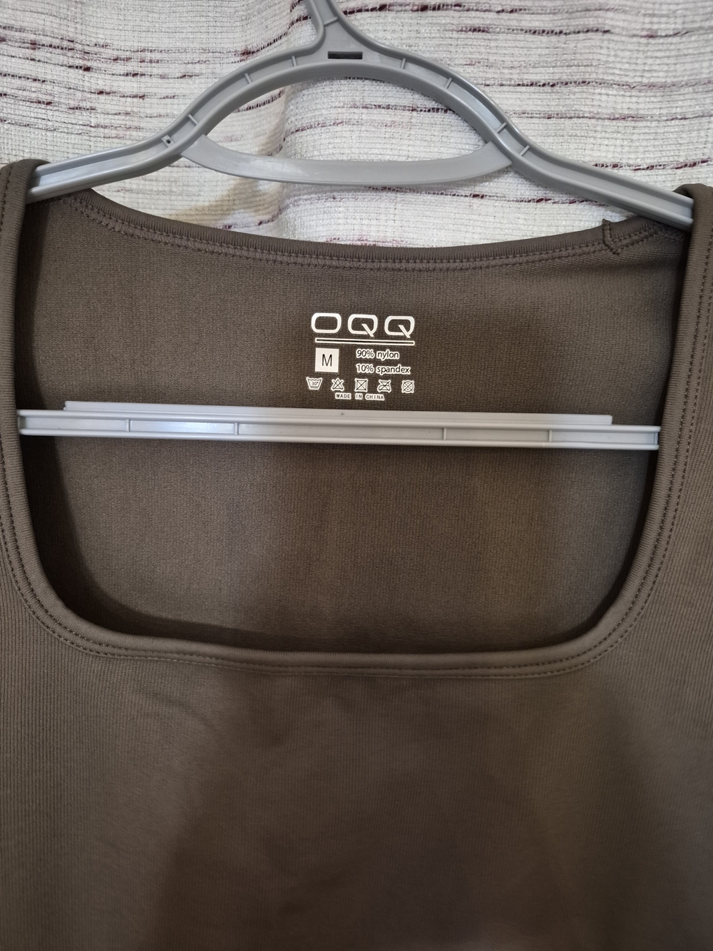 Square-Neck Long Sleeve Bodysuit in Brown/Green - Picture 2 of 4